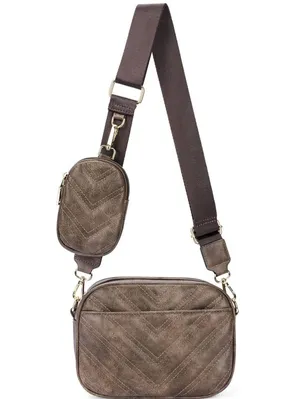 Bedicy Quilted Small Crossbody Purse Brown thumbnail 1