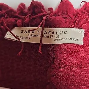 NWOT Zara burgundy red fuzzy popcorn warm sweater sz Small thumbnail 4