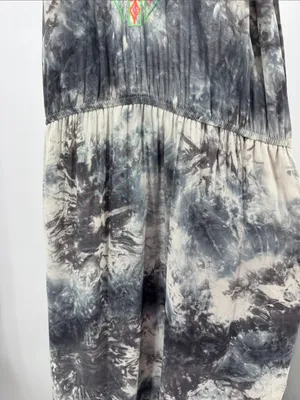Flying Tomato halter open back Maxi Dress Gray Tie-Dye neon embroidered M summer thumbnail 4