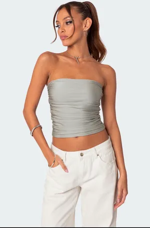 Edikted Maxeen Shiny Gathered Tube Top thumbnail 1