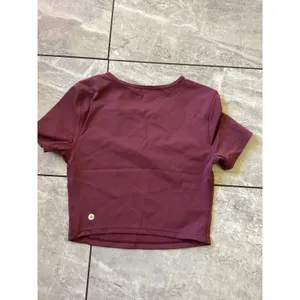 Halara NWOT Burgundy Cutout Double Layer Crop Top Short Sleeve Athletic Small thumbnail 5