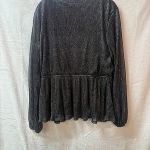 Maurices Women's Black Long Sleeve V-Neck Peplum Blouse XL thumbnail 2