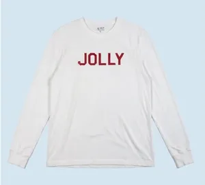 J.Crew Long Sleeve Jolly White Holiday Christmas‎ Graphic T-Shirt Top M thumbnail 1