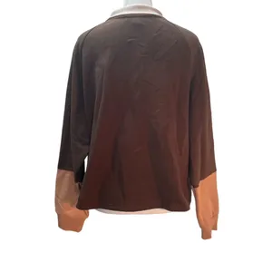NWT Brown with Tan & Cream Long Sleeve Collar Pullover Sweatshirt Small thumbnail 3