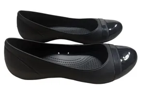 Crocs Patent Cap Toe Black Flats Women's Size 11 Slip-on Comfort Ballet thumbnail 1