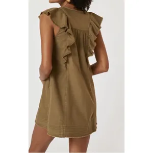 Anthropologie Pilcro Flutter-Sleeve Buttondown Tunic Mini Dress Moss XSmall thumbnail 4