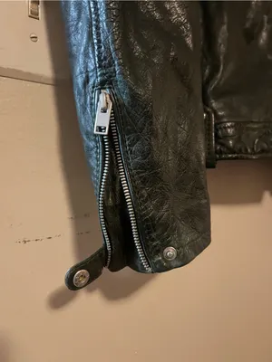 Mauritius Famos Dark Green Lamb Leather Moto Biker Jacket Regular Fit Size 14 thumbnail 5