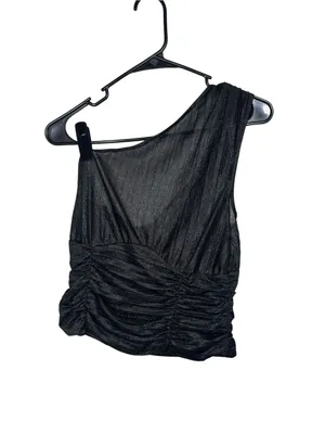 By Anthropologie One Shoulder Sheer Ruched Top Size Small thumbnail 3