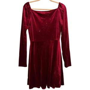 Shein Velour Dress Long Sleeve Sparkle Mini Size L Holiday Party‎ Glam thumbnail 2