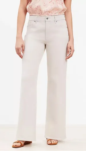 Loft Mid Rise Wide Leg Jeans in‎ Washed Pink thumbnail 1