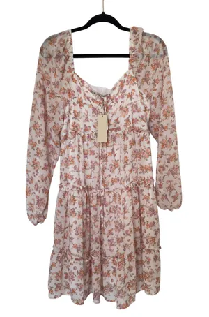 All In Love XL Long Sleeve Tiered Floral Ruffle Dres‎s Cottagecore Whimsigoth thumbnail 1