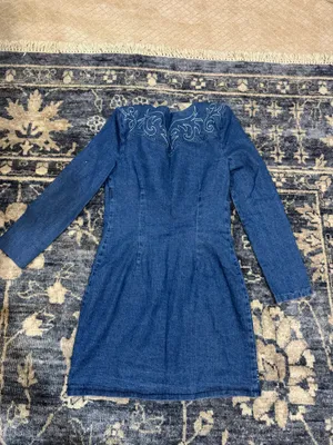 Avec Les Filles Denim Embroidered Mini Dress thumbnail 4