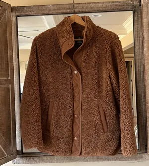 Cozy Sherpa Jacket Brown Fleece Womens Small thumbnail 1