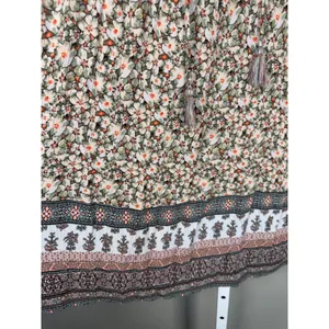 Knox‎ Rose Floral Boho Tassel Mini Dress Small Rayon Lined Cottagecore Earthy thumbnail 6