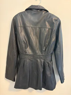 Vintage Jacqueline Ferrar Lambskin Leather Belted Jacket Black M 90s thumbnail 3