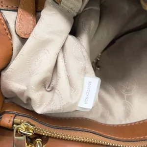 Michael Kors Cynthia Logo Medium Satchel‎ Brown Monogram Chain Shoulder Luxury thumbnail 8