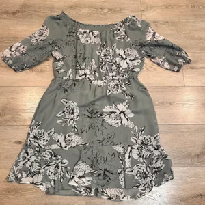 Maurices Floral Off the Shoulder Mini Dress XL Sage‎ Green 3/4 Sleeve Ruffle Hem thumbnail 1
