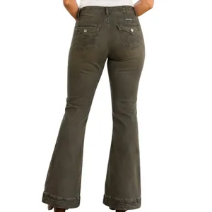 Cowgirl Tuff Tuff Flex Olive Green Trouser Flare Jeans 32x33 Western Coastal thumbnail 4