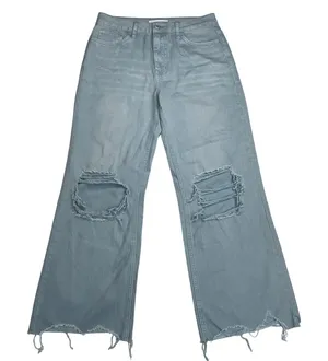 Vervet 90s Vintage High Rise Distressed Crop Wide Leg Jeans Green-Grey Size 27 thumbnail 1