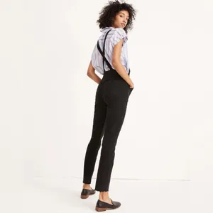 MADEWELL Skinny Overalls in Lunar Wash Black Denim Raw Hem Size L thumbnail 4