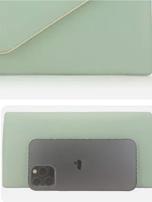 Mint Green Vegan Leather Envelope Clutch Bag with gold Chain‎ Evening Party thumbnail 9