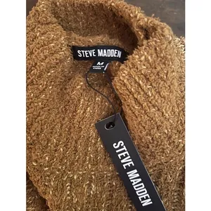 Steve Madden Mock Neck Sweater Womens Medium Brown New Ribbed thumbnail 6