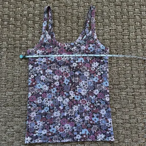 Aerie Floral Ribbed Scoop Neck Tank Top Purple Pink Daisy Flowers Size S thumbnail 5