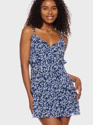 NWT B Darlin Navy Blue Juniors' Cascading Ruffle Mini Dress Size 15/16 thumbnail 2