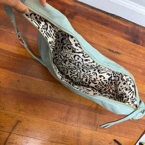 Jessica Simpson Light Blue Leather Hobo Bag with Gold Hardware thumbnail 5
