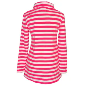 NWT Dudley Stephens S Pink‎ Striped Cobble Hill Vello Fleece Mock Neck Pockets thumbnail 3