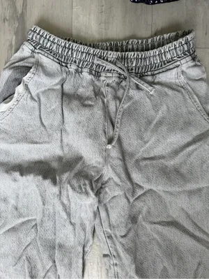 Zara Light Gray Women’s Drawstring denim Joggers thumbnail 3