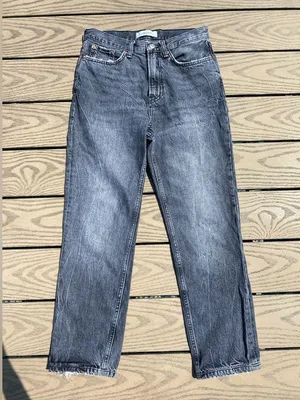 Zara dark wash grey black size 2 26 mom jeans high waisted thumbnail 1