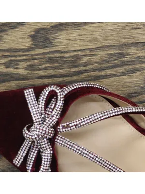 A New Day Womens Gwen Rhinestone Bow Heels Velvet 94656742 Burgundy Red 9.5M thumbnail 10