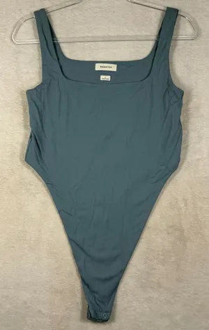 Babaton Contour Squareneck Bodysuit Slate Blue Thong 107351 Size L thumbnail 1