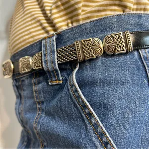 Black Brown Silver Metal Chain Link Ornate Dual Sided Belt Statement Festival thumbnail 7