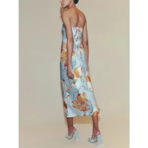 💕REFORMATION💕 Joanne Silk Dress ~ Hyperion Blue Print 10 NWT thumbnail 4