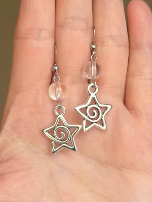 Handmade funky grunge y2k swirl star dangle earrings 🌙🌀 thumbnail 4