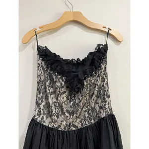 Vintage‎ Gunne Sax Jessica McClintock Black Sequin Corset Midi Dress Strapless thumbnail 7