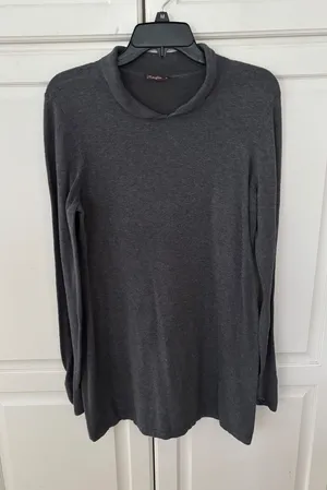 J. McLaughlin Gray Mock‎ Neck Long Sleeve Tunic Top Womens Size M thumbnail 1