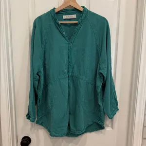 Free people daydream green stripe button down thumbnail 8