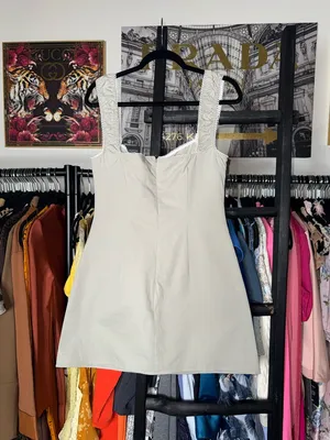 Lioness Fortune Mini Dress Cloud Cotton Square Neck Bow Detail Womens Large New thumbnail 10