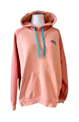 Guess Heavyweight‎ Hooded Sweatshirt Hoodie Unisex Retails $118 Peach Colorblock thumbnail 1