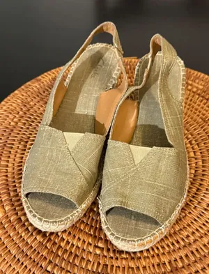 Clarks Artisan Petrina Gaia Sage Green Metallic‎ Espadrille Wedge Sandals 8.5M thumbnail 1