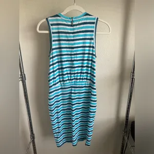 Michael Michael KORS Teal, Turquoise and White Striped Dress. thumbnail 5