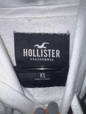 Hollister California Logo Fleece Hoodie Sweatshirt White Size XSMALL Unisex thumbnail 4