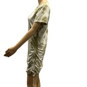Pink Kinder to the Planet Tie Dye Ruched Short Sleeve Tunic Mini Dress Womens L thumbnail 8