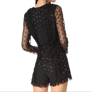 Alexis‎ Samira polka dot ruffle romper black sz L thumbnail 2