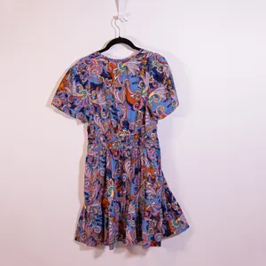 Anthropologie Maeve Somerset Mini Cotton Poplin Smocked Waist Pattern Dress M thumbnail 4