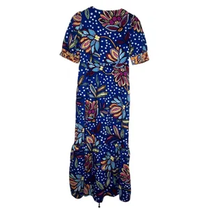Tabitha Brown for Target Blue Floral Polka Dot Maxi Dress Cotton Tropical Size 4 thumbnail 3
