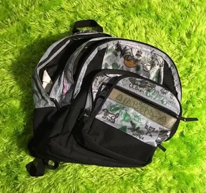 LIGHT BLUE AND BLACK DESIGNED L.L. BEAN BACKPACK thumbnail 1